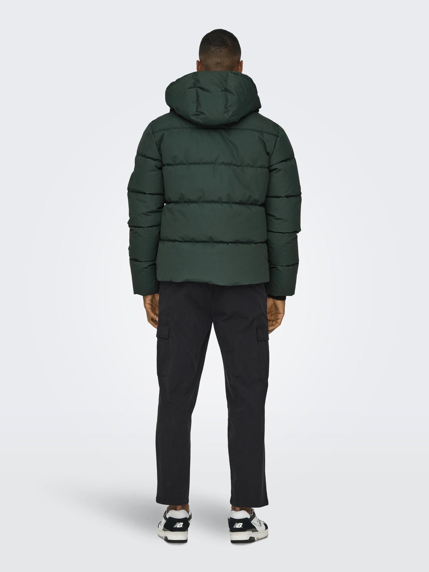 Only & Sons Onselijah Giacca Uomo Nera Imbottita Cappuccio