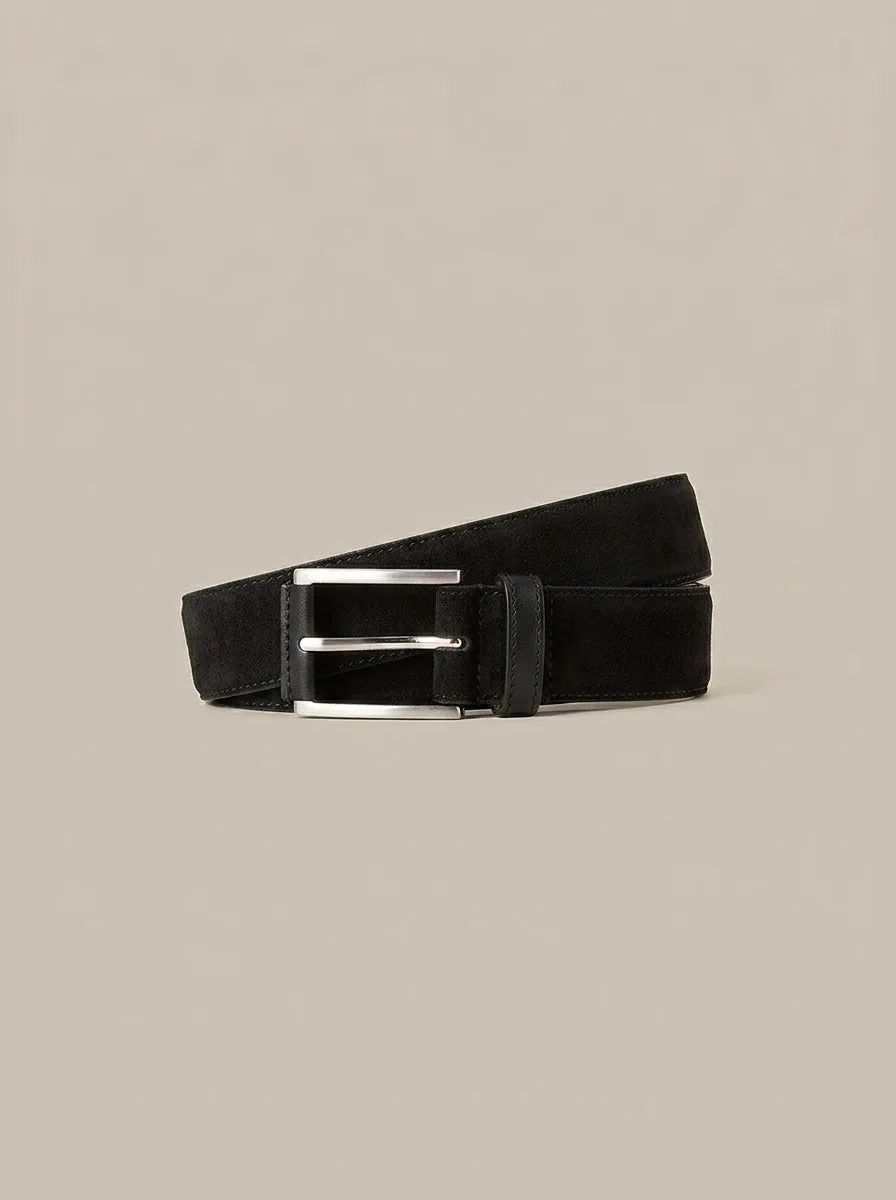 Robert Talbott Lewis Cintura Camoscio Nero 3,4 cm