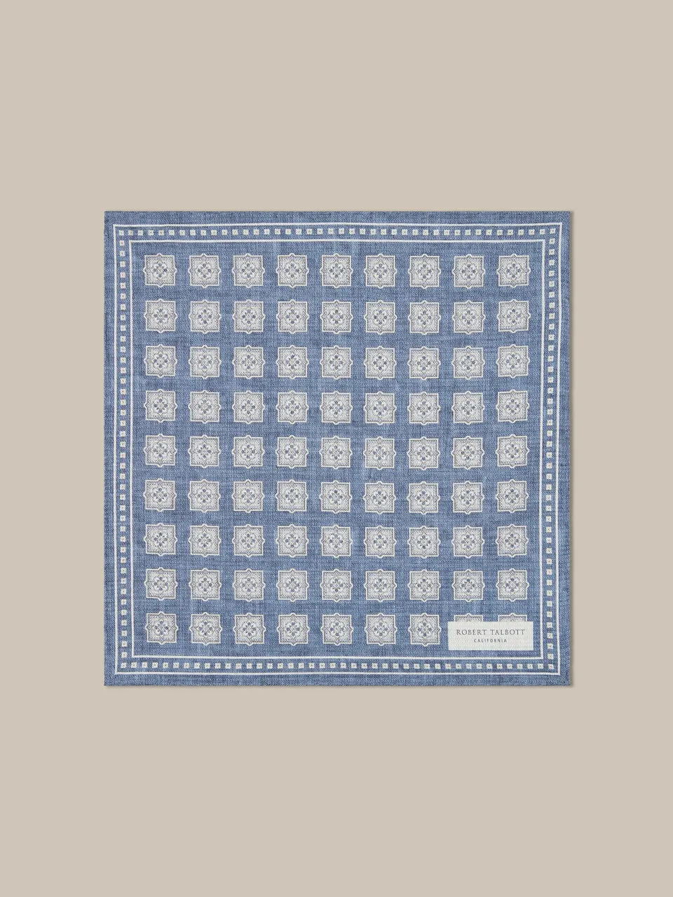 Robert Talbott Colton pochette seta reversibile blu OS