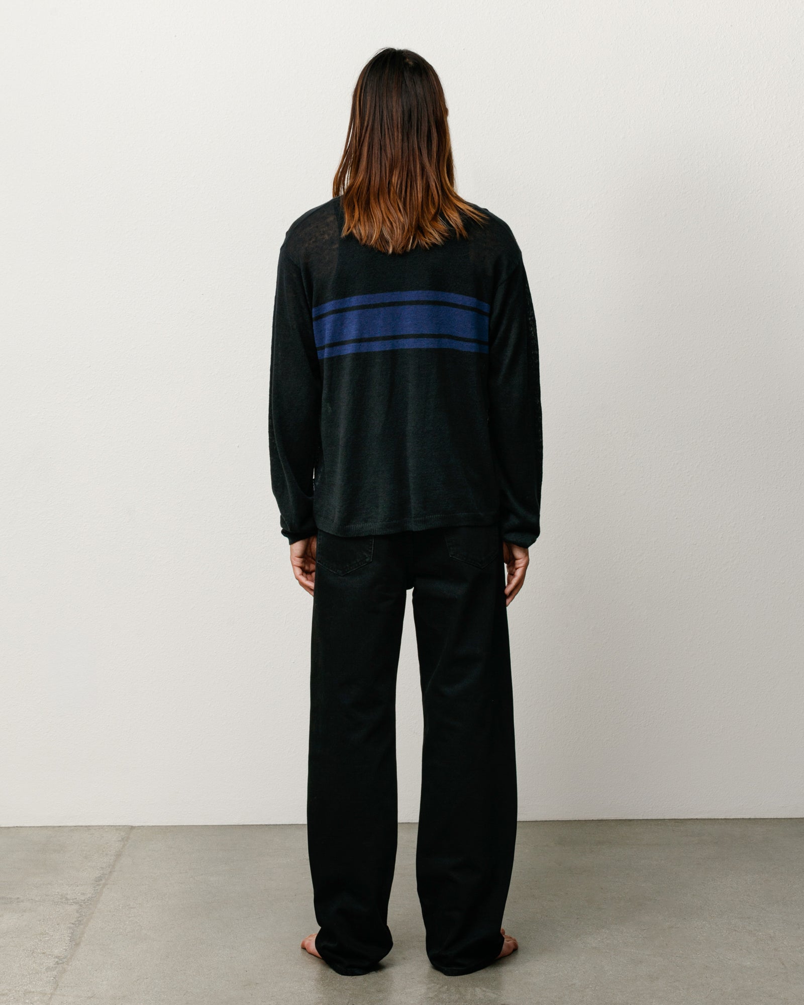 Stussy Maglione Leggero a Righe maglia nera lino