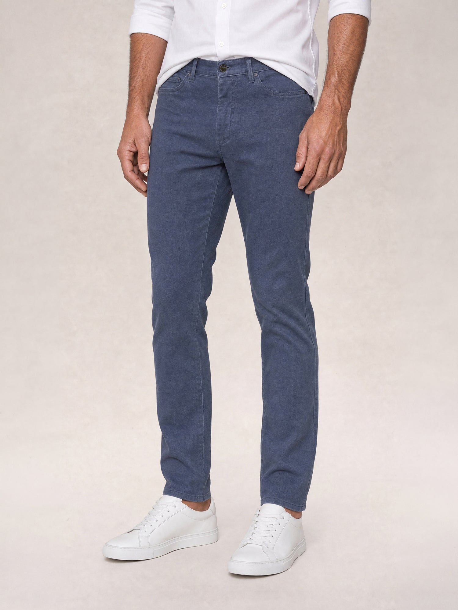 Robert Talbott Fernando pantaloni blu 32X32 lino stretch