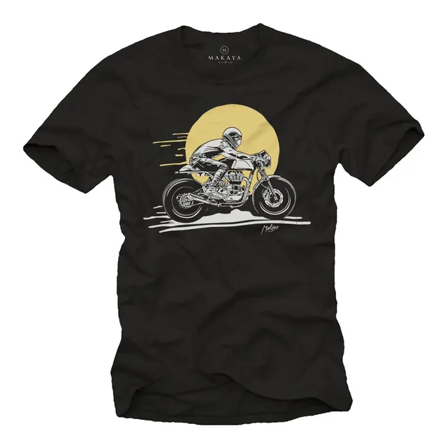 MAKAYA T-Shirt Uomo Cafe Racer Maglietta Cotone XL