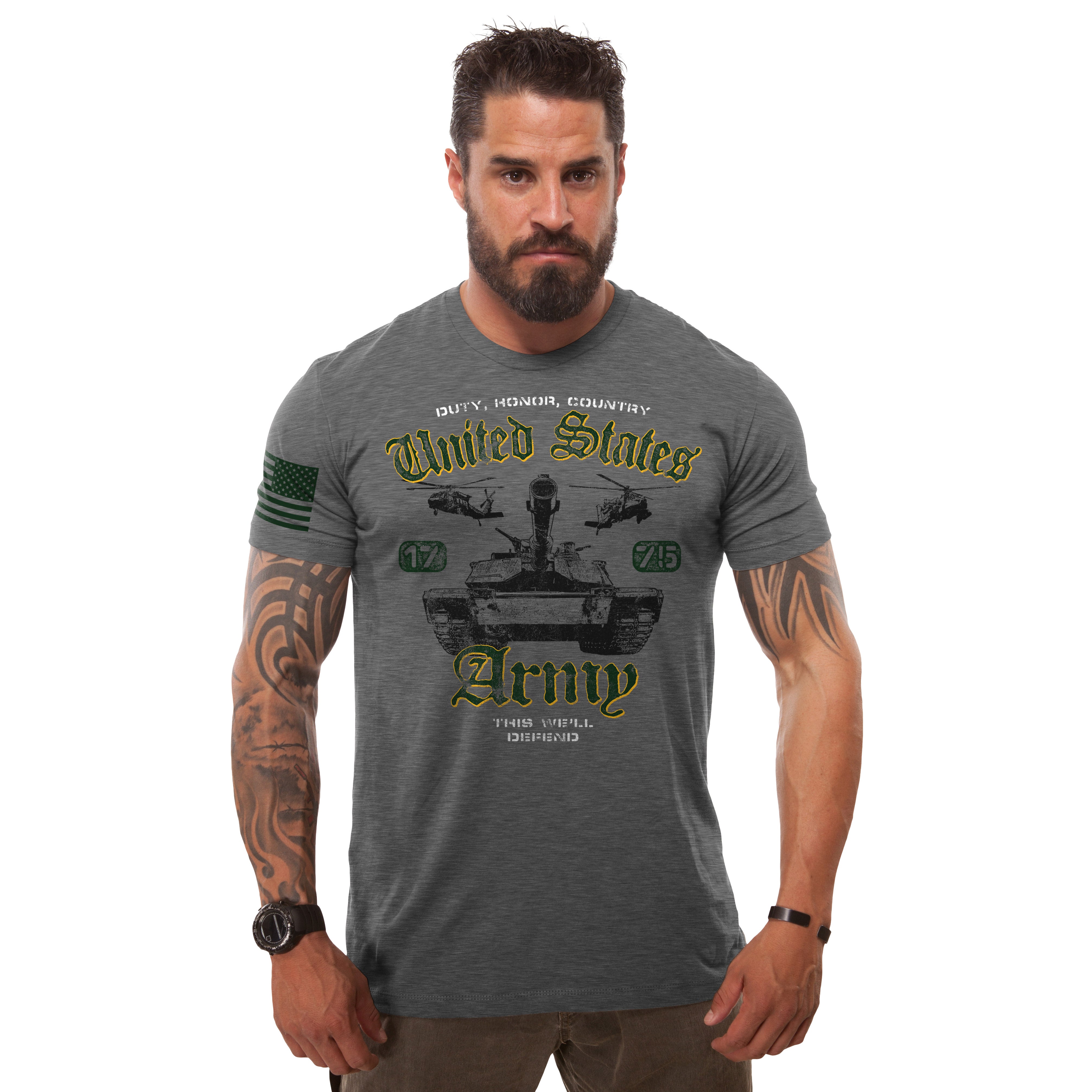 7.62 Design Army Duty Honor Country T-Shirt grafite misto