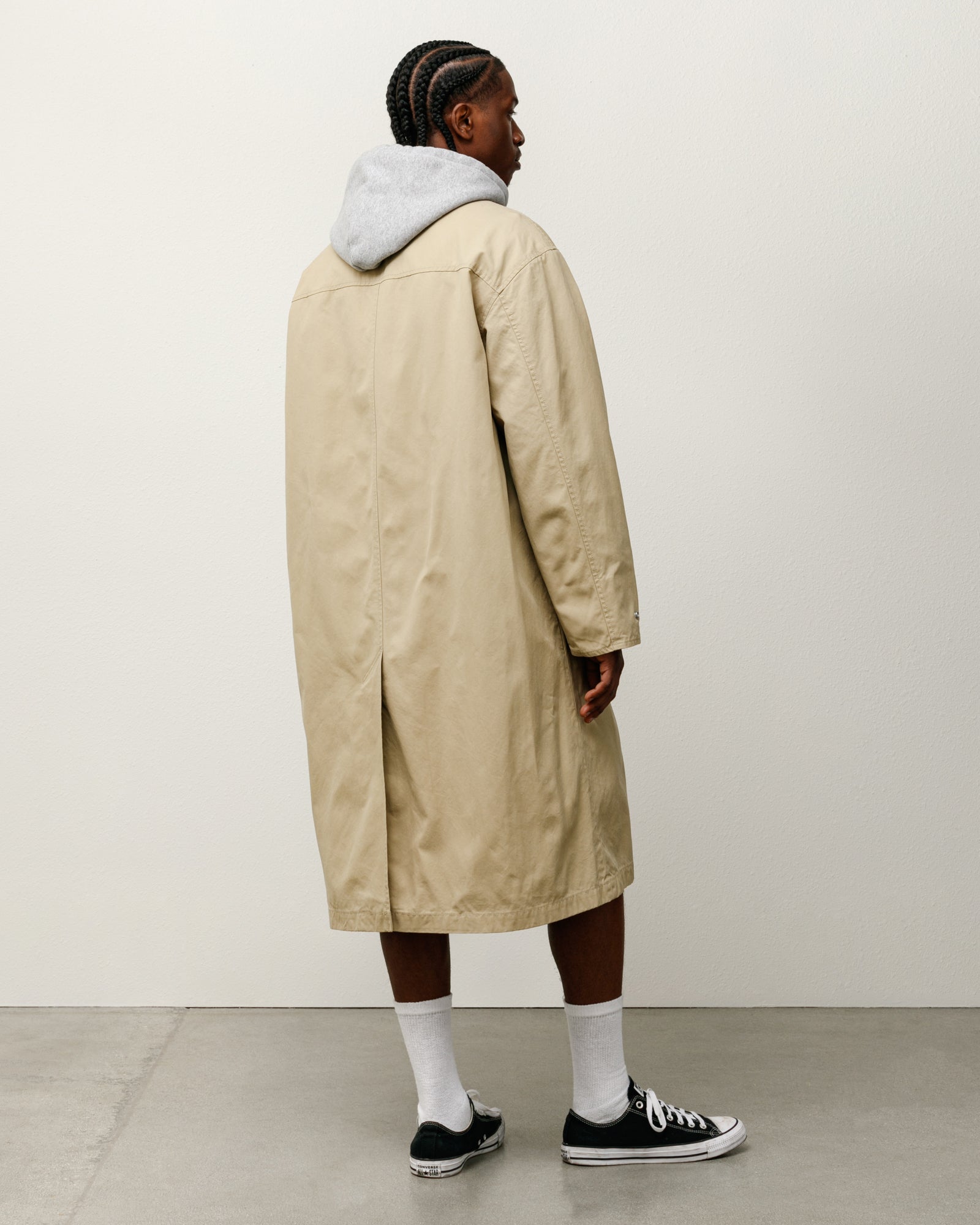 Stussy Duster Coat spolverino kaki 100% cotone