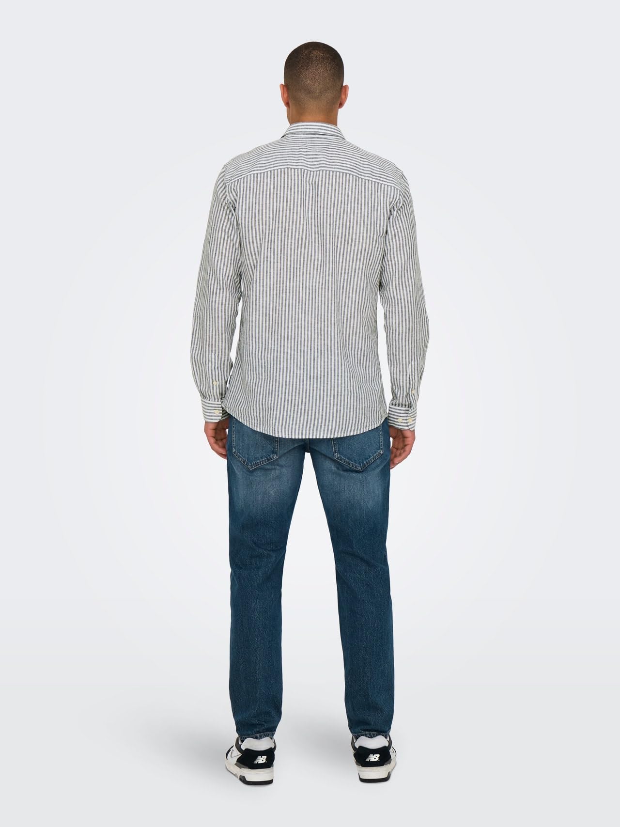 ONLY & SONS Camicia Onscaiden Stripe Linen Uomo Lino Righe