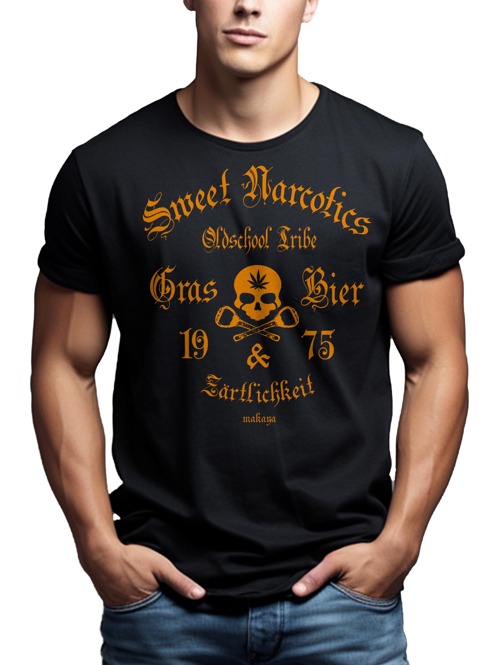 MAKAYA Sweet Narcotics T-Shirt Uomo Nera XL Cotone