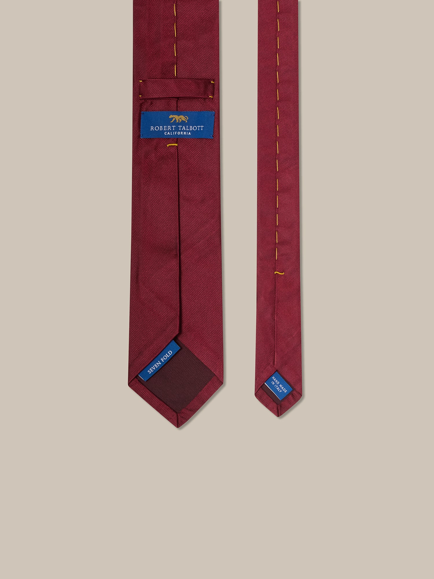 Robert Talbott Newman 7 Fold cravatta seta rossa tinta unita