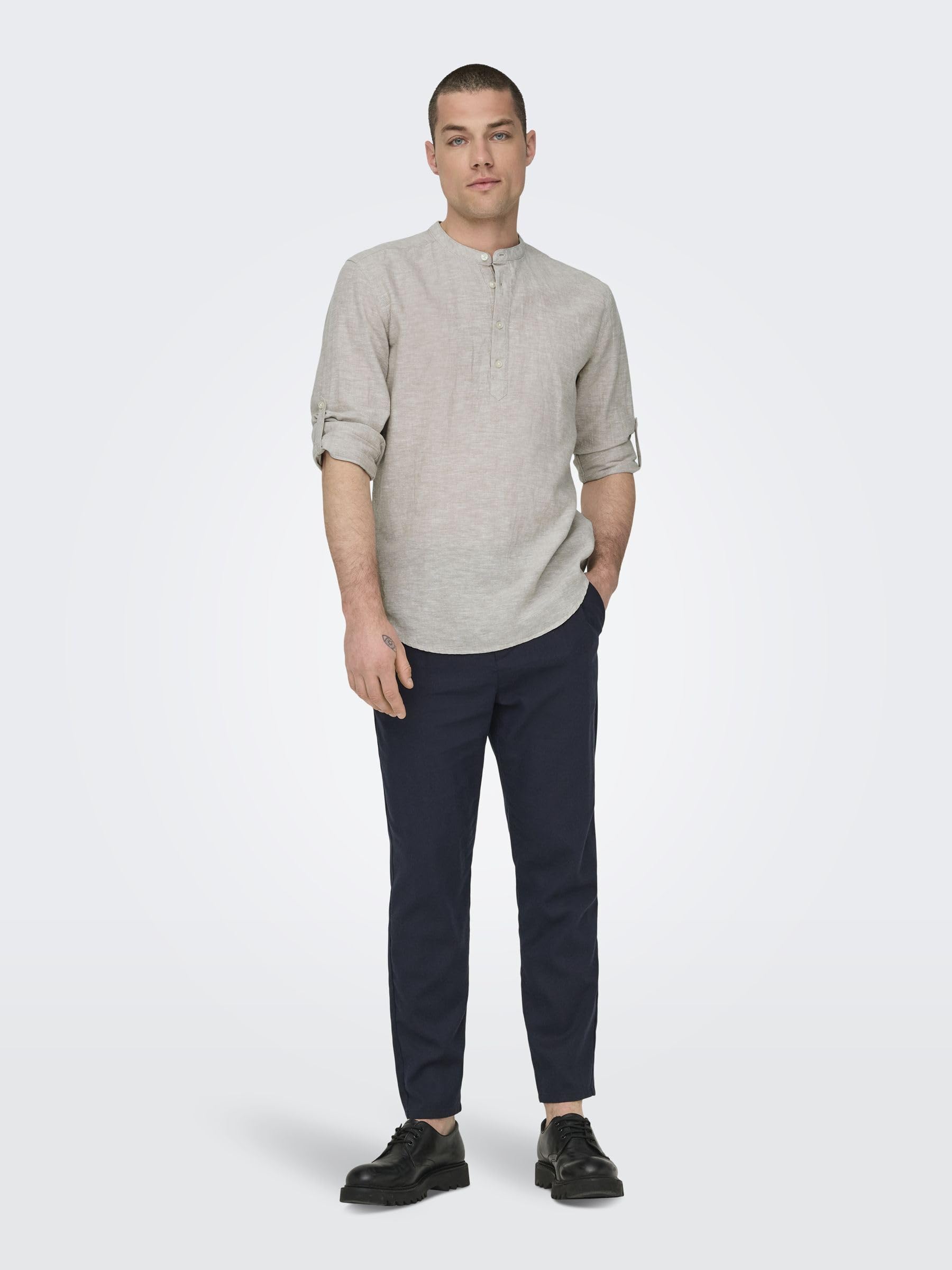 Only & Sons Onscaiden Camicia Uomo Lino Cotone Taglia L