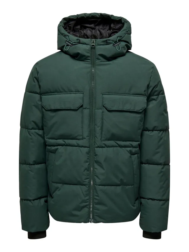 Only & Sons Onselijah Giacca Uomo Nera Imbottita Cappuccio