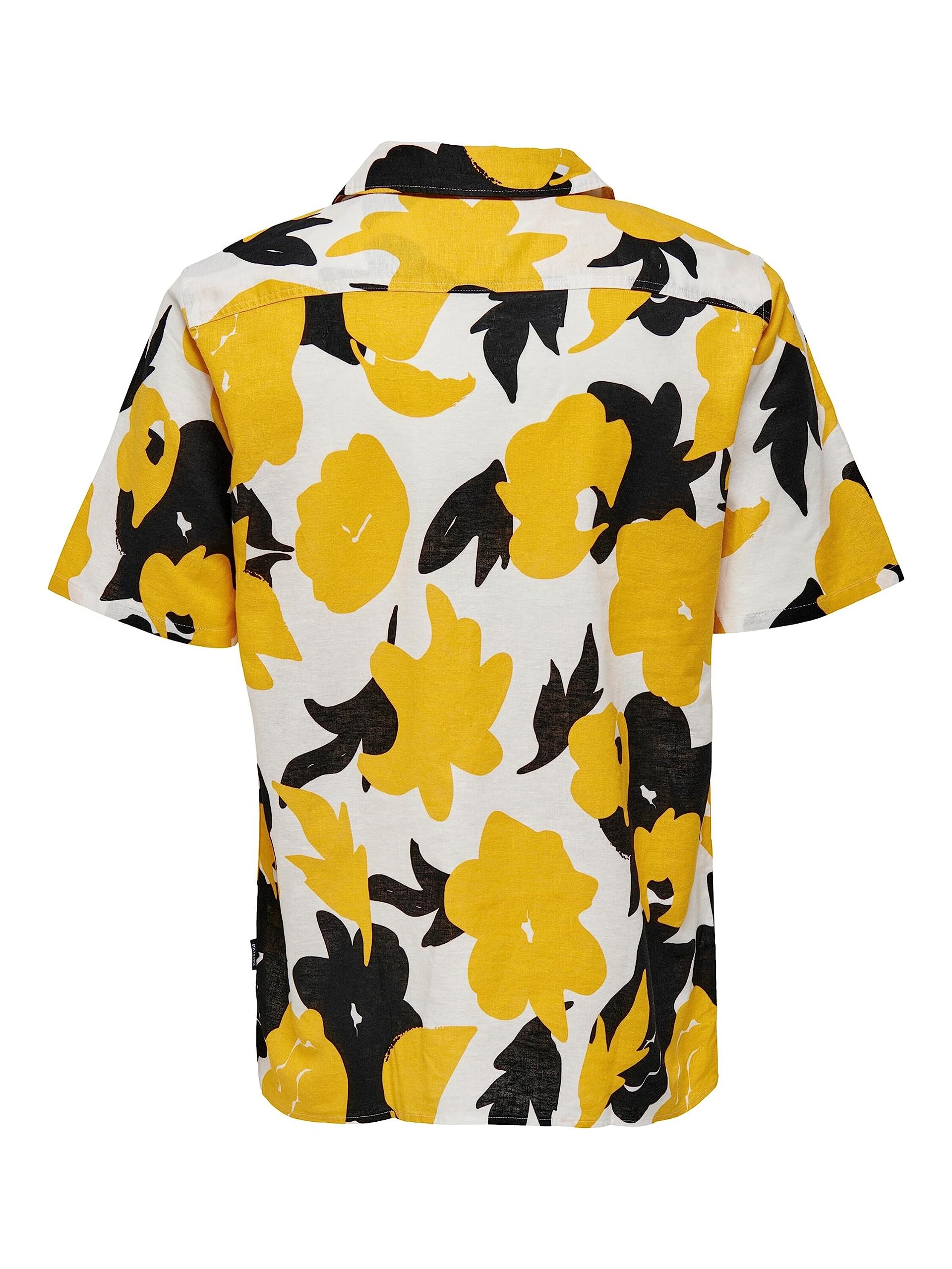 ONLY & SONS Onstrev Polo Uomo Camicia Nera Fantasia M