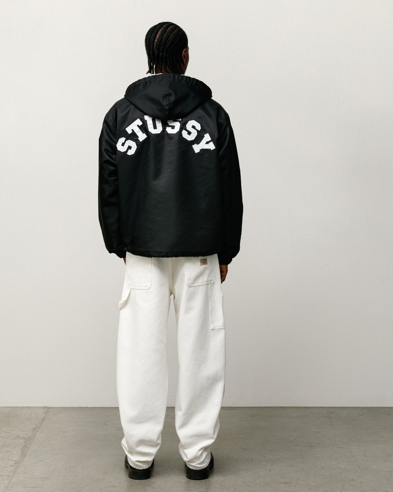 Stussy Hooded Coaches Giacca Black Nylon