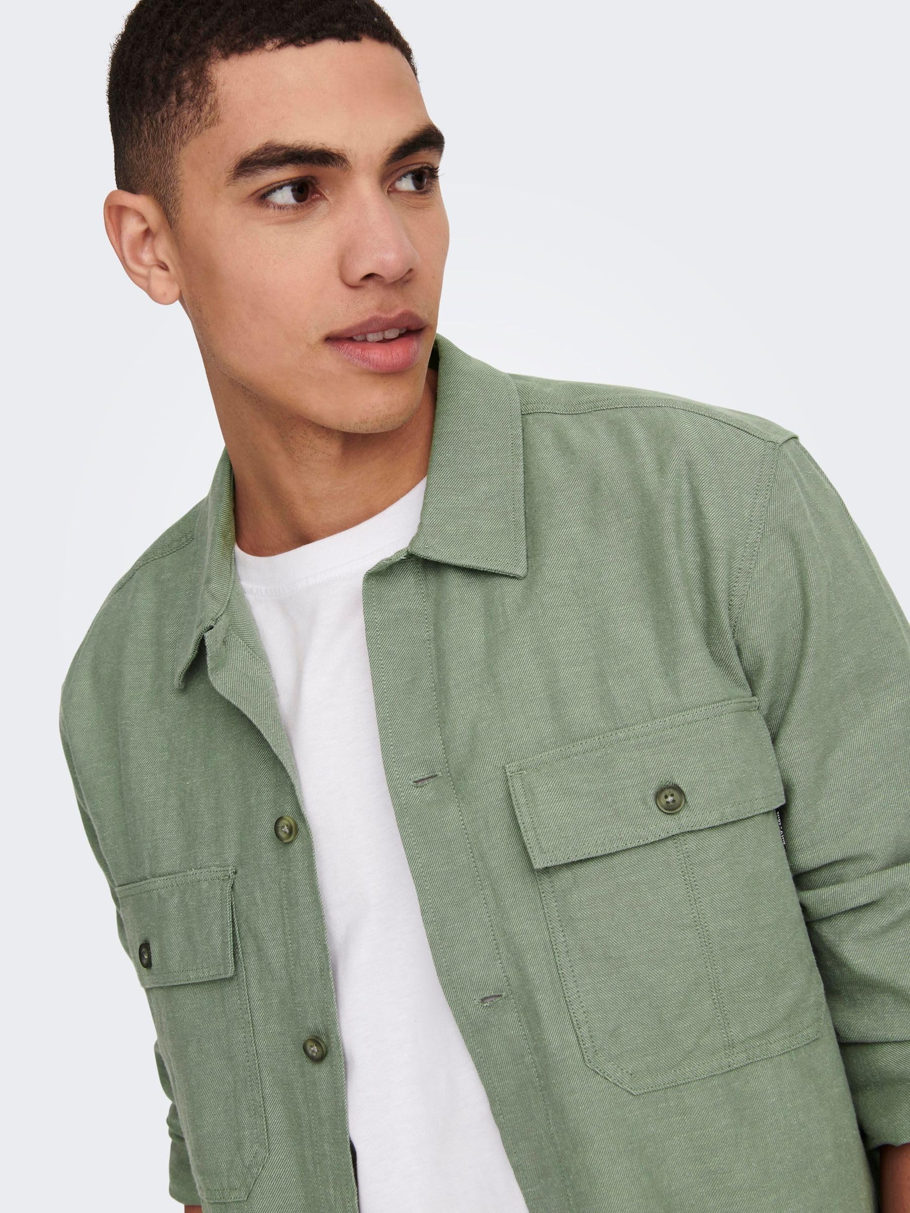 Only & Sons Onskennet LS Camicia Lavoro Uomo Lino