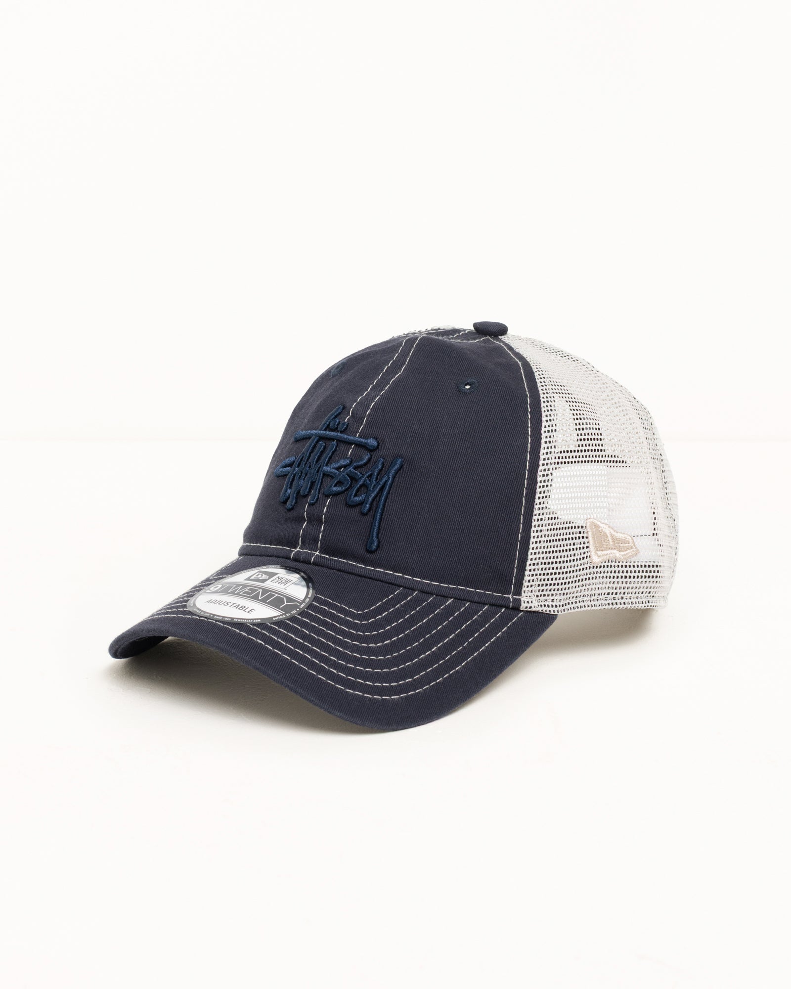 Stussy 9TWENTY Washed Basic Trucker cappello navy cotone