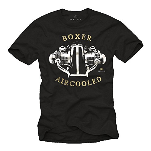 MAKAYA T-Shirt Uomo Boxer Motor maglietta nera cotone