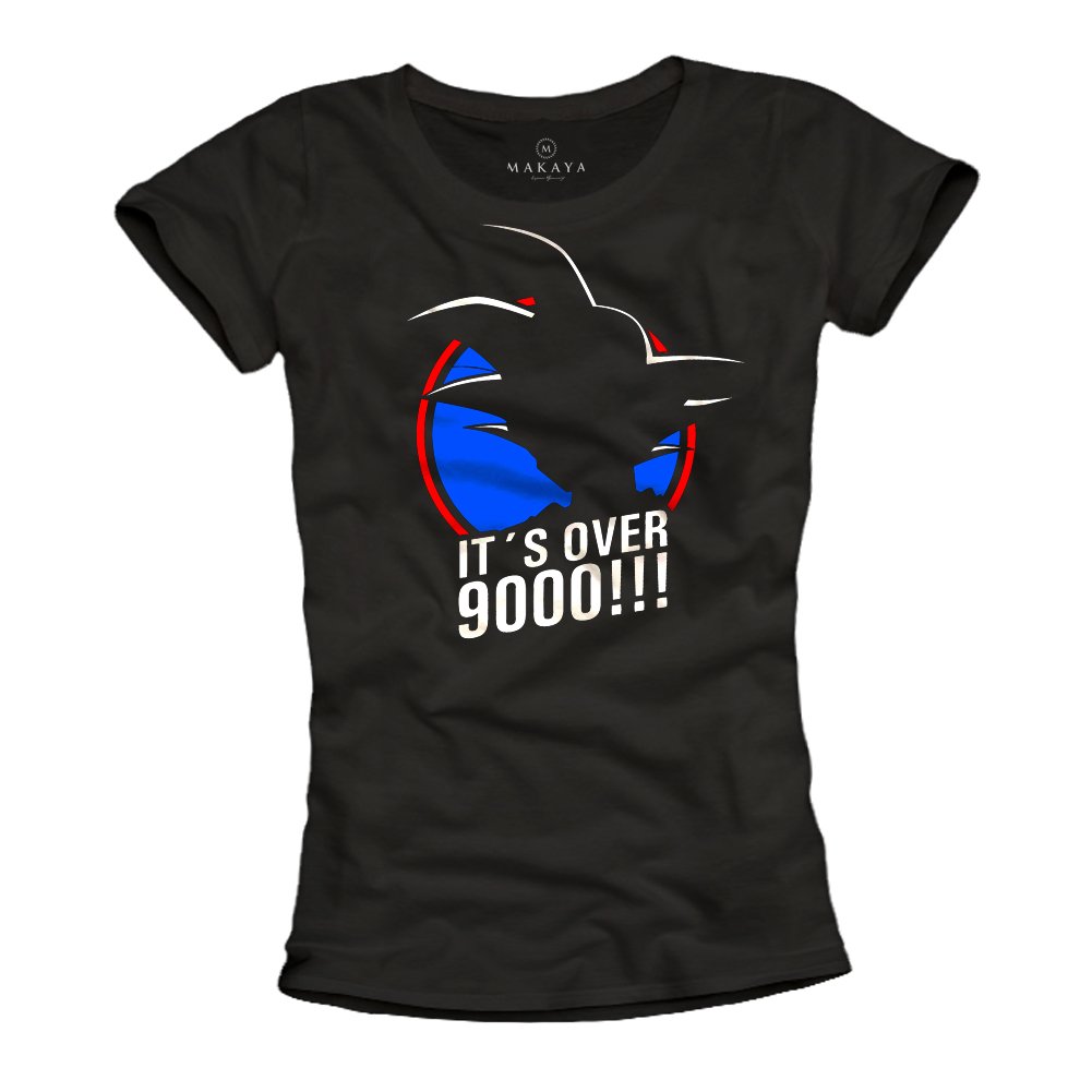 MAKAYA T-Shirt Uomo Maglietta Cotone Son Goku Over 9000 Nera L