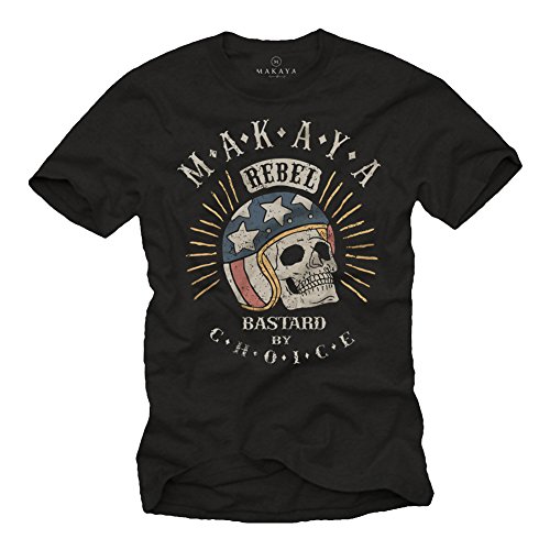 Makaya Teschio Casco Motocross T-Shirt Uomo Nera