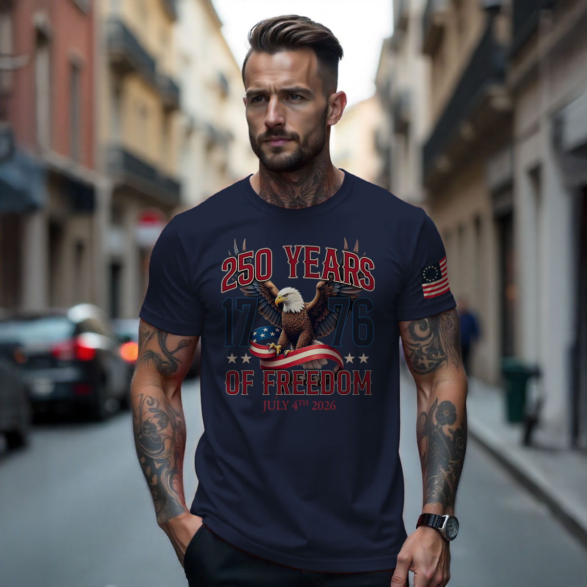 7.62 Design T-Shirts 1776 Eagle Maglietta Navy