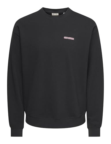 ONLY & SONS Onslenny Felpa Uomo Girocollo Relaxed Nera