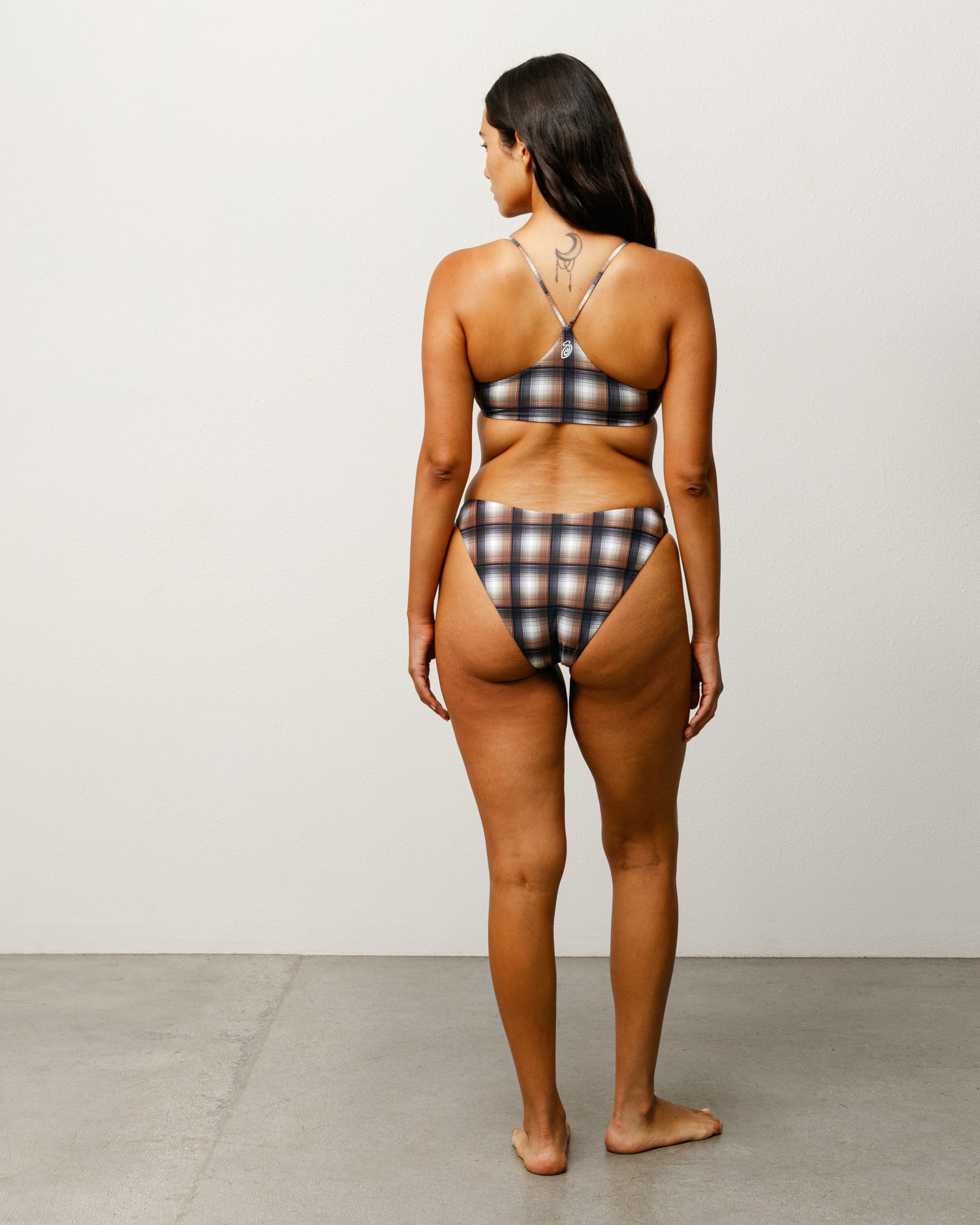 Stussy Halter Bikini Top bikini marrone quadri elastane