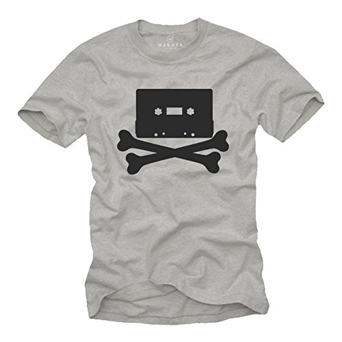 MAKAYA T-Shirt Uomo Hip Hop Tape maglietta cotone L