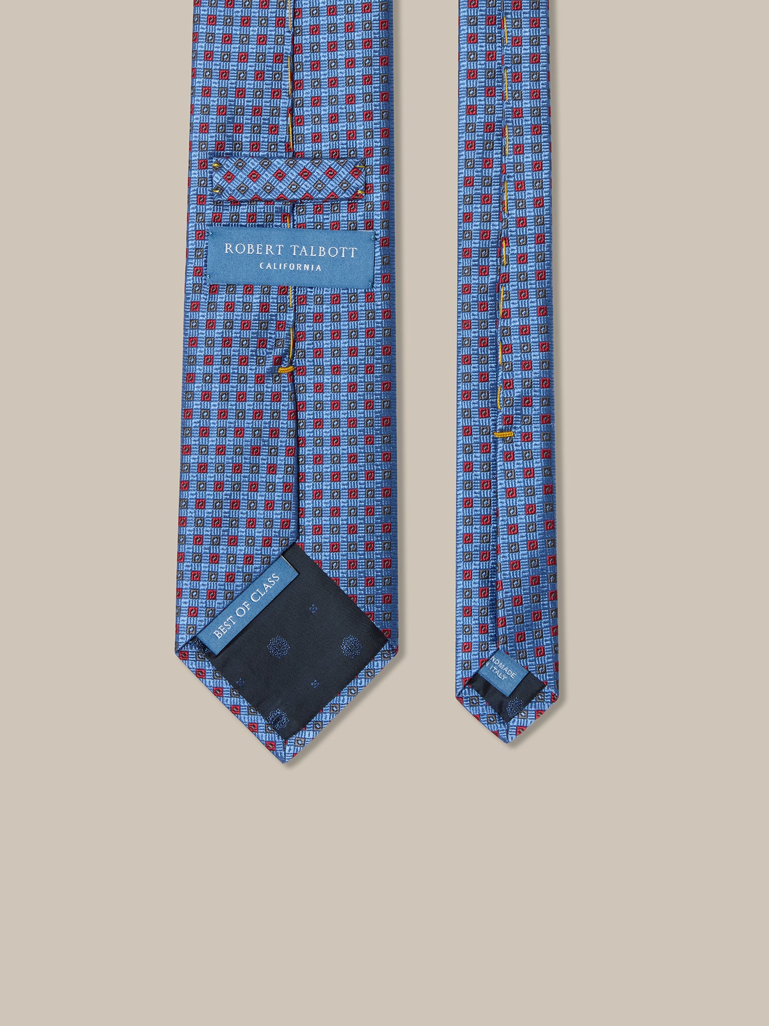 Robert Talbott Square Neat Best of Class cravatta blu seta