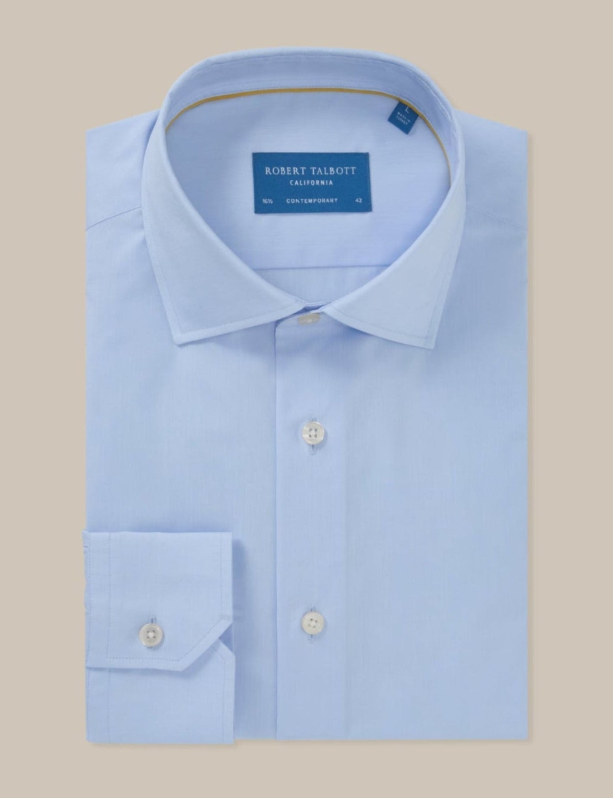 Robert Talbott Reynolds camicia elegante popeline azzurra