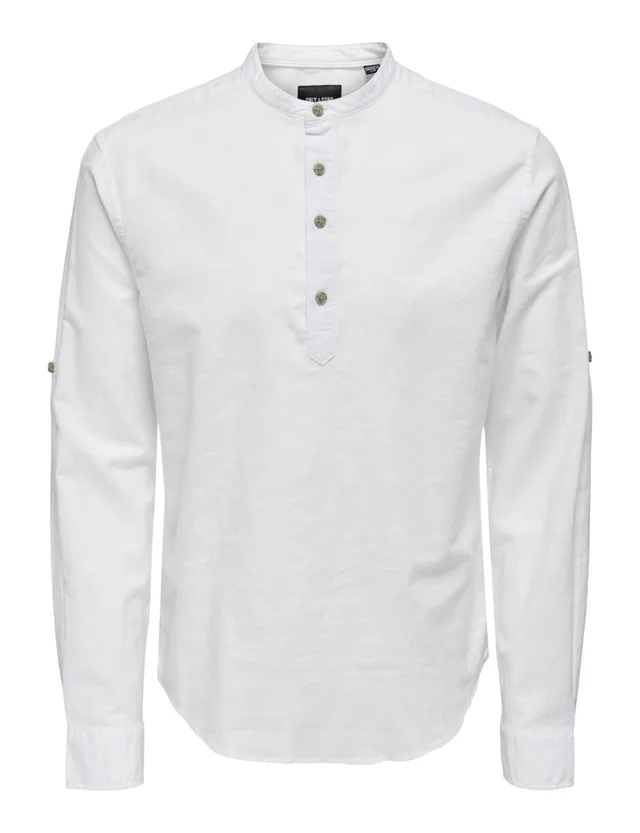 Only & Sons Onscaiden Camicia uomo bianca XL lino