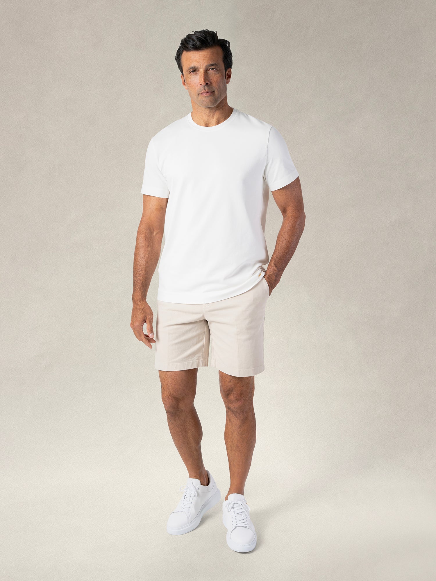 Robert Talbott Draper shorts chino cotone stone 34