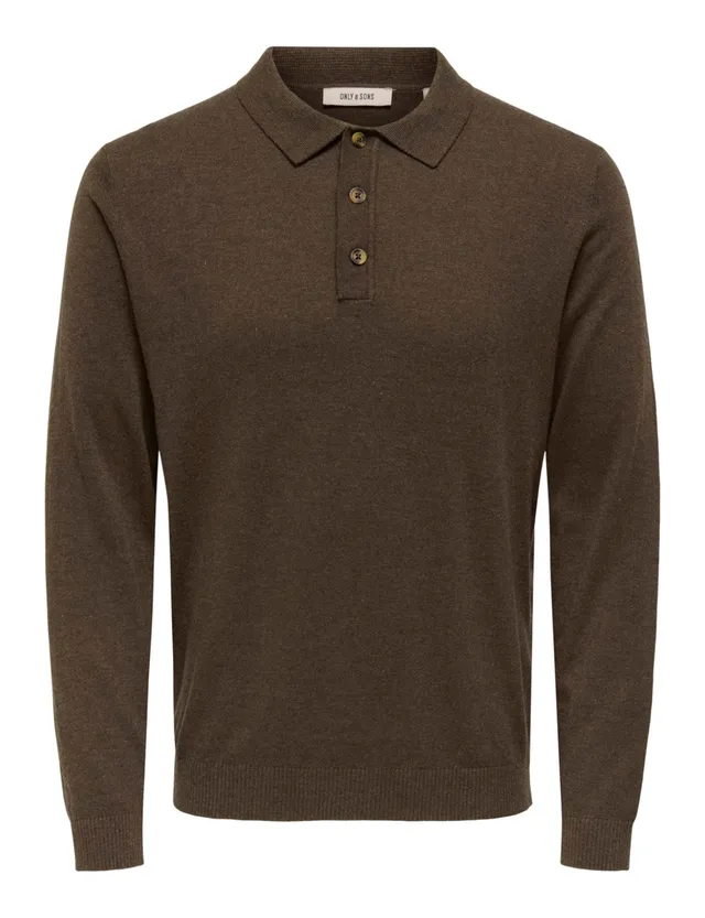 ONLY & SONS ONSLOUI Polo Maglia Lunga Caffè