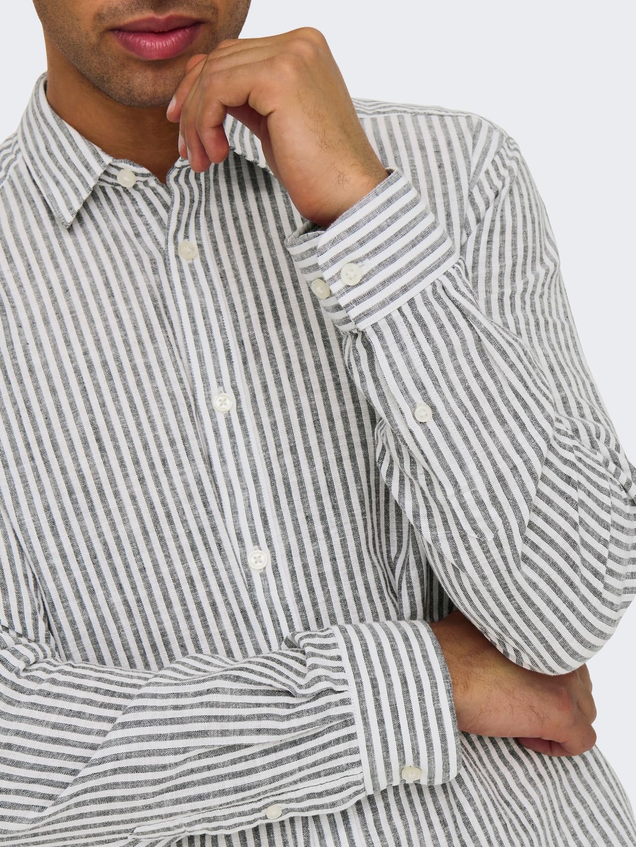 ONLY & SONS Camicia Onscaiden Stripe Linen Uomo Lino Righe