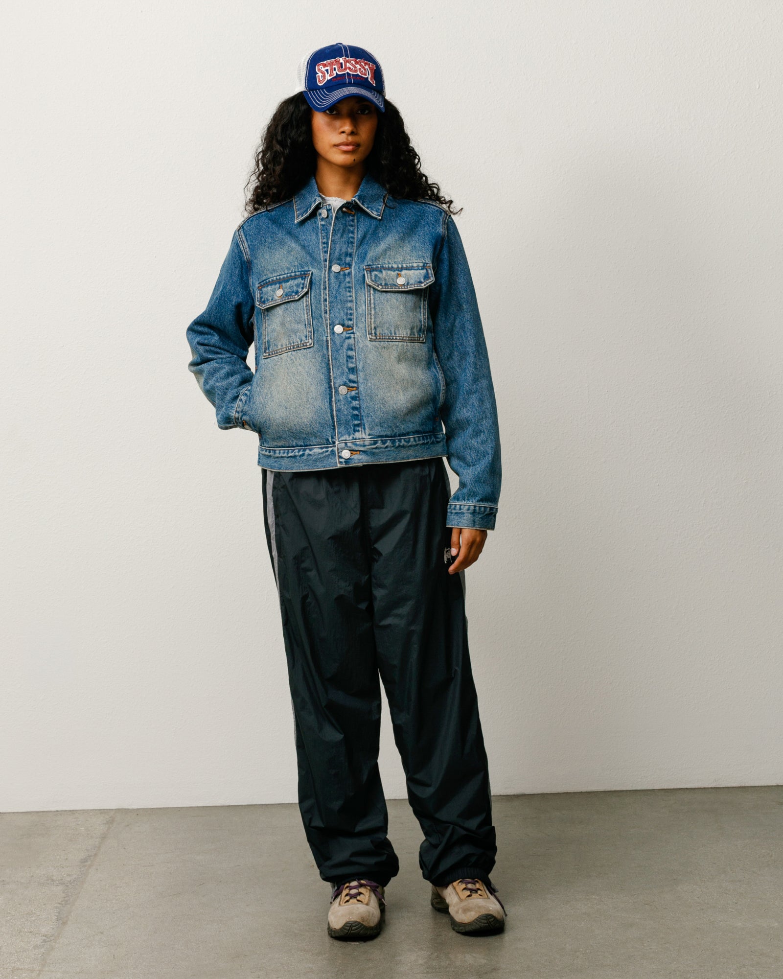 Stussy Denim Trucker giacca jeans indigo 100% cotone