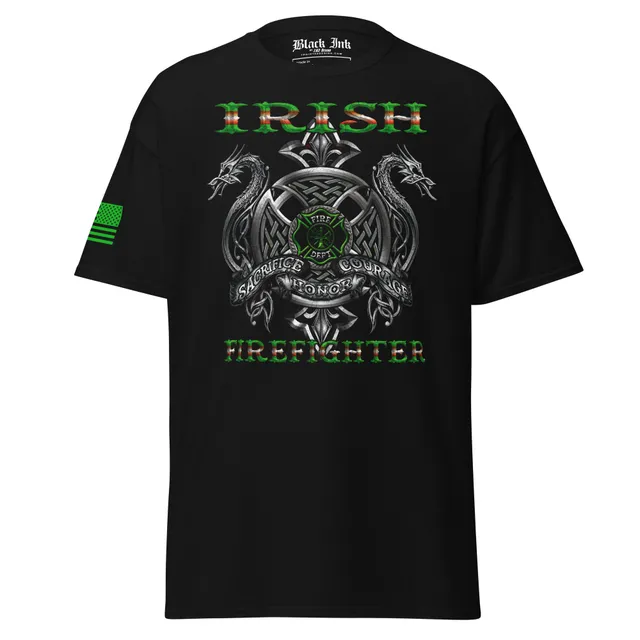7.62 Design Irish Firefighter t-shirt uomo nera cotone
