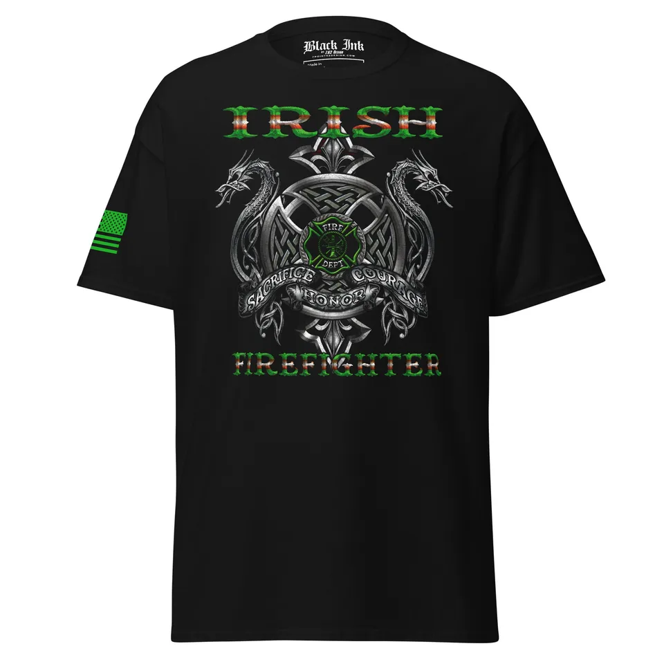 7.62 Design Irish Firefighter t-shirt uomo nera cotone
