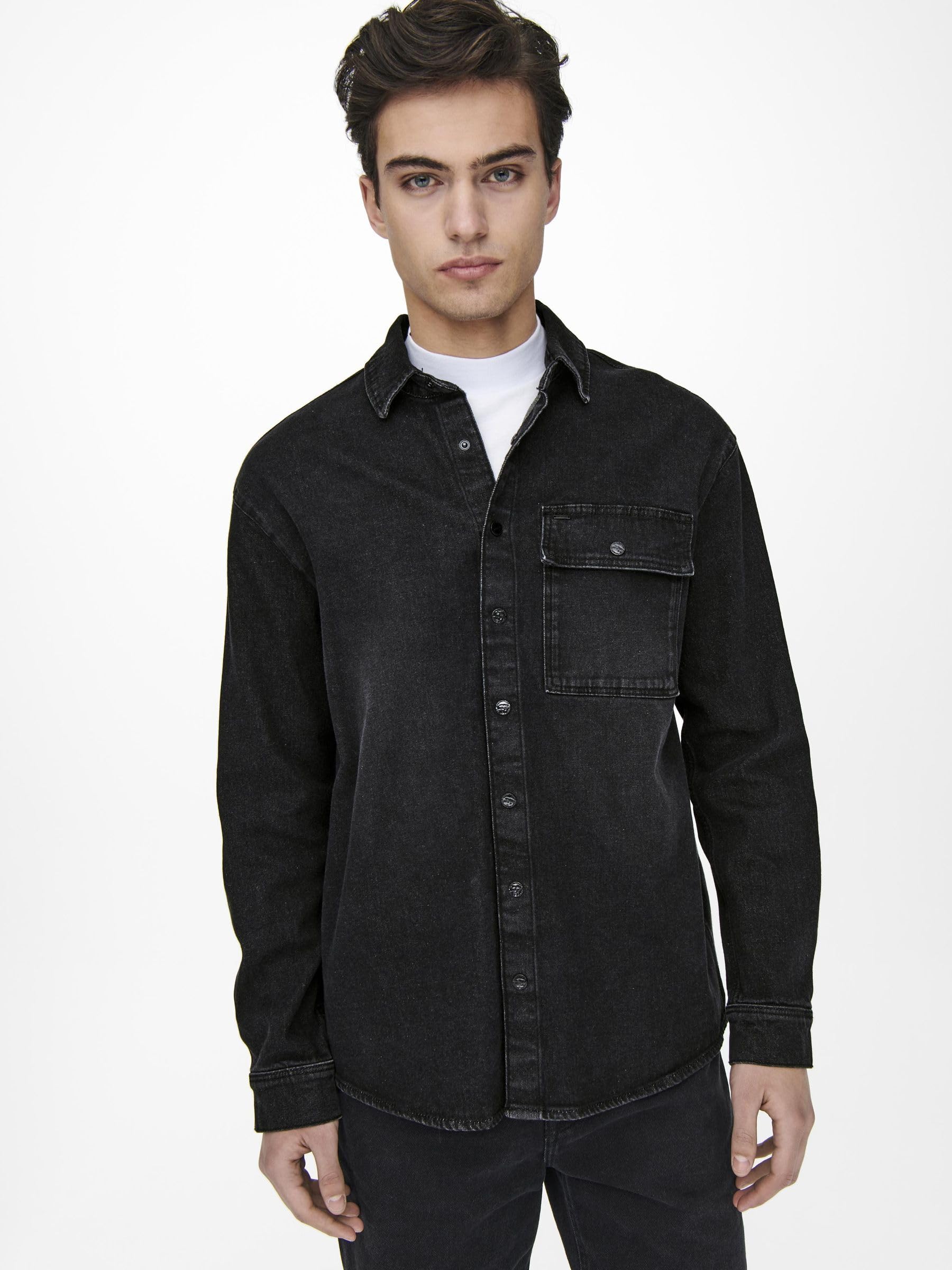 ONLY & SONS Denim Overshirt Camicia Jeans Uomo