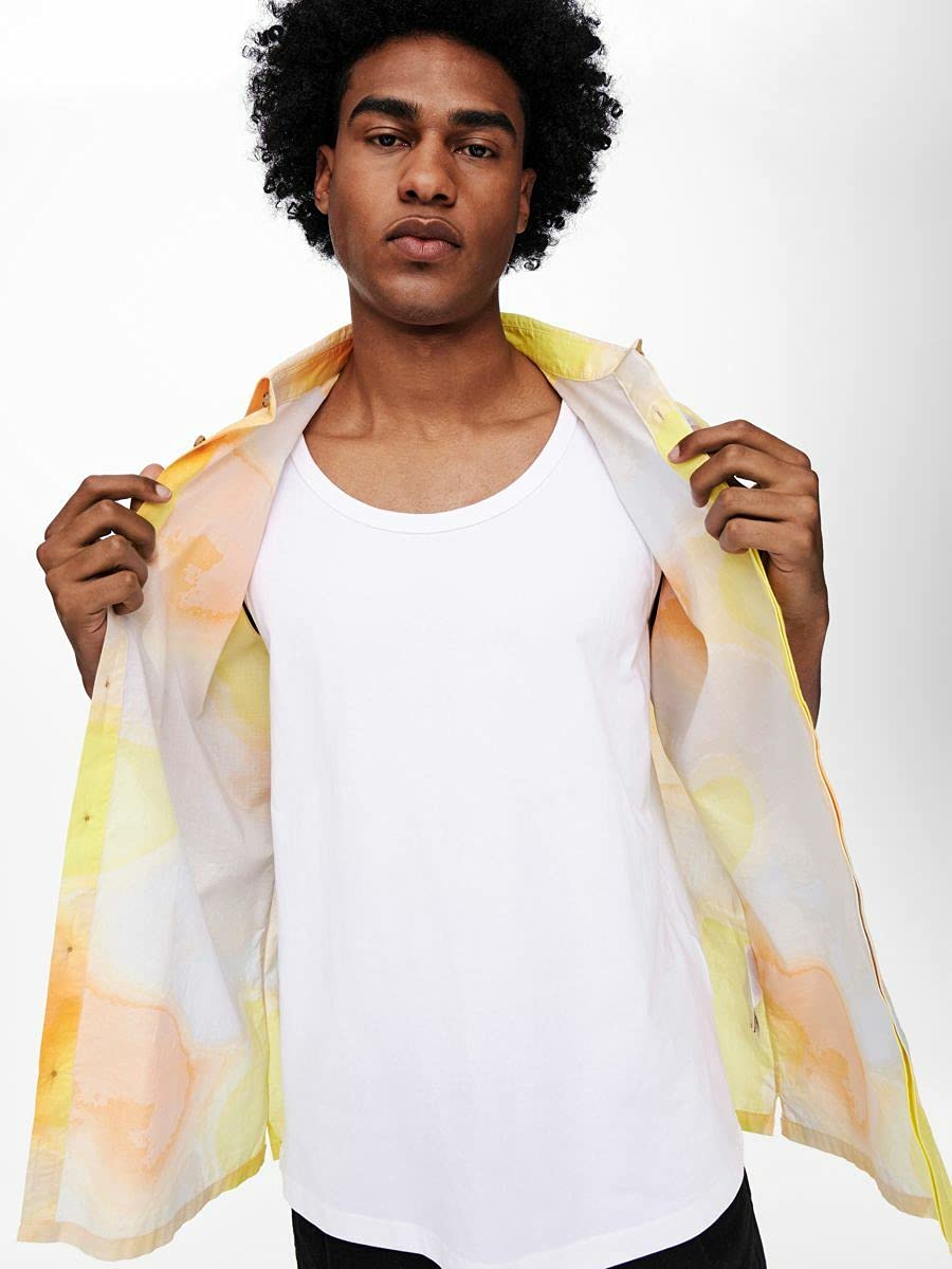ONLY & SONS Camicia Uomo Stampa Papaya M Maniche Corte