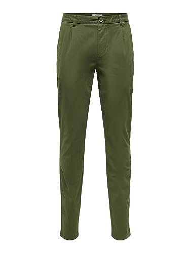 ONLY & SONS Pantaloni Chino Uomo Olive Night 33W x 32L elasticizzati