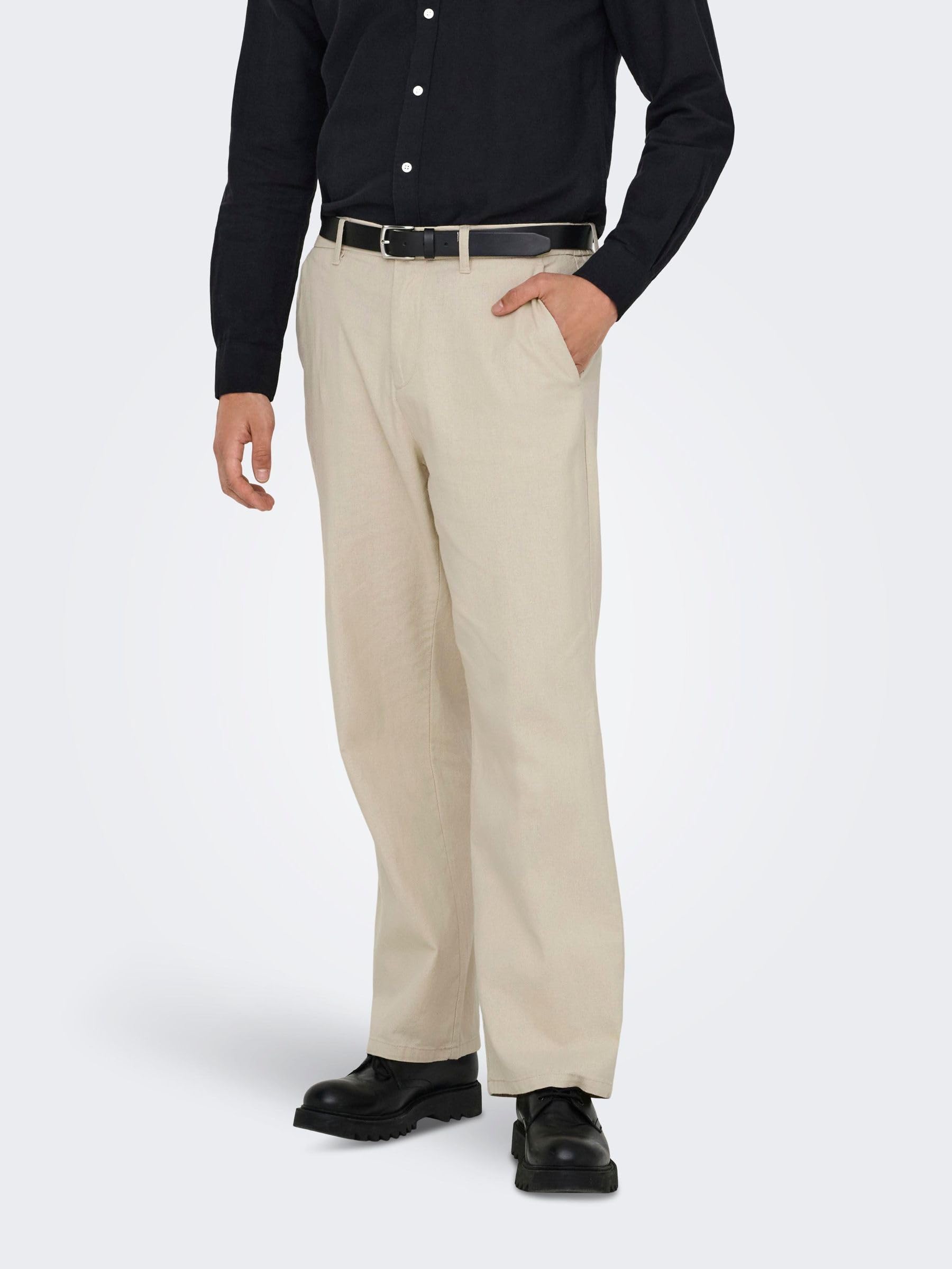 ONLY & SONS pantalone uomo Nero 33W 32L cotone
