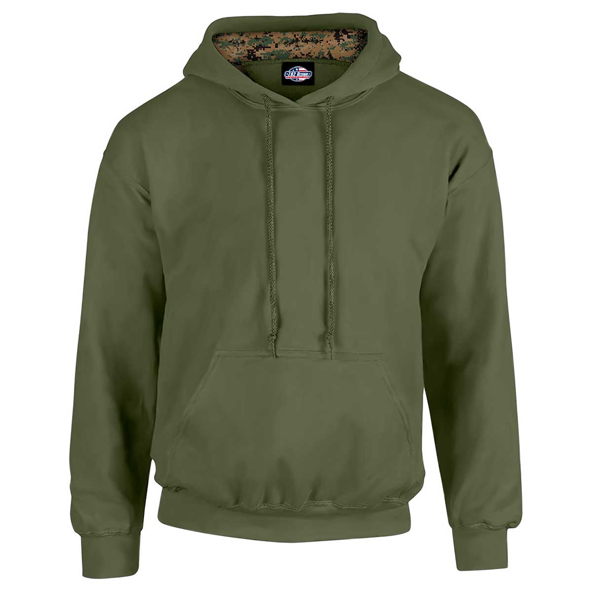 7.62 Design Woodland Camo felpa cappuccio nera misto cotone