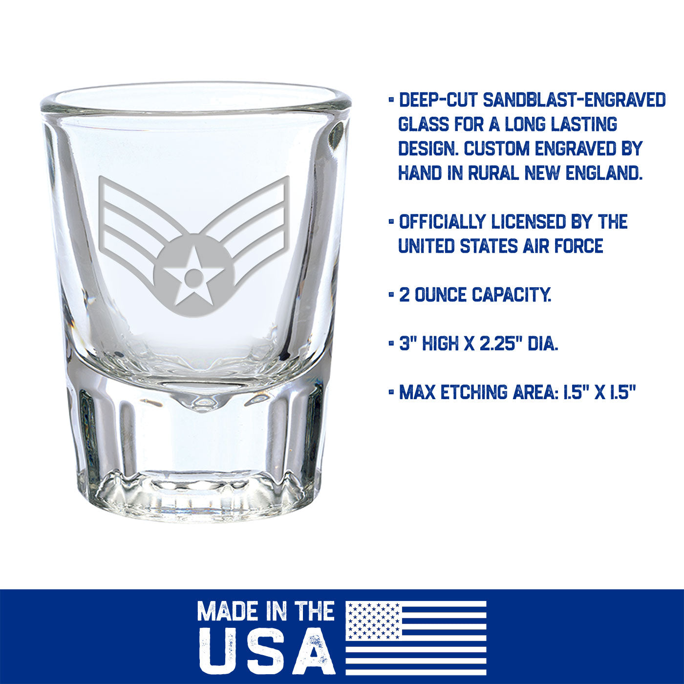7.62 Design Air Force Logo bicchierino shot vetro 1.5 oz