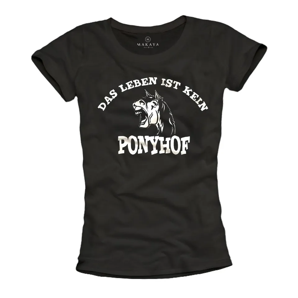 MAKAYA T-Shirt Donna cavallo L cotone letto di rose
