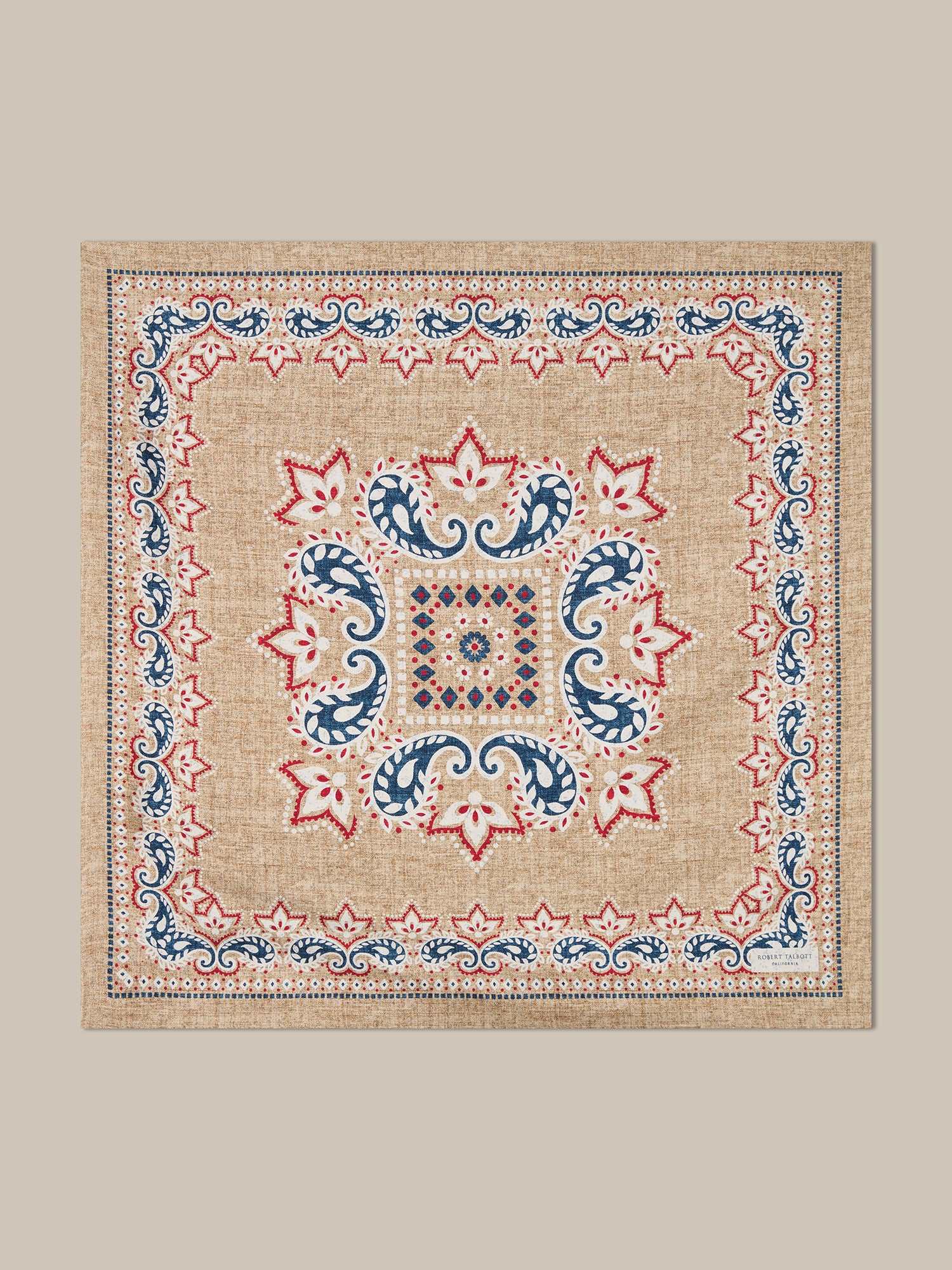 Robert Talbott Harmon Reversible Floral Foulard Tan seta