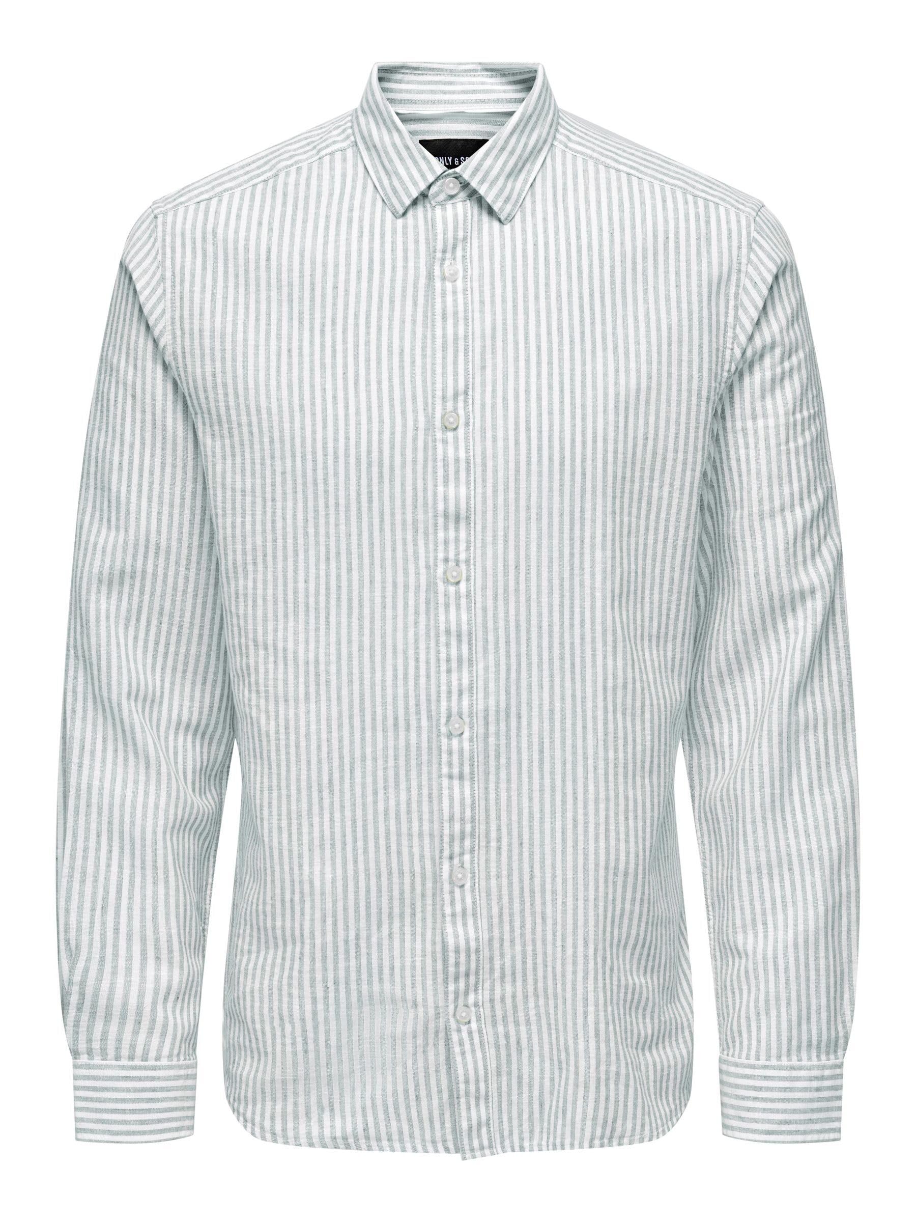 ONLY & SONS Onscaiden Camicia Lino Rigata Uomo S Blu