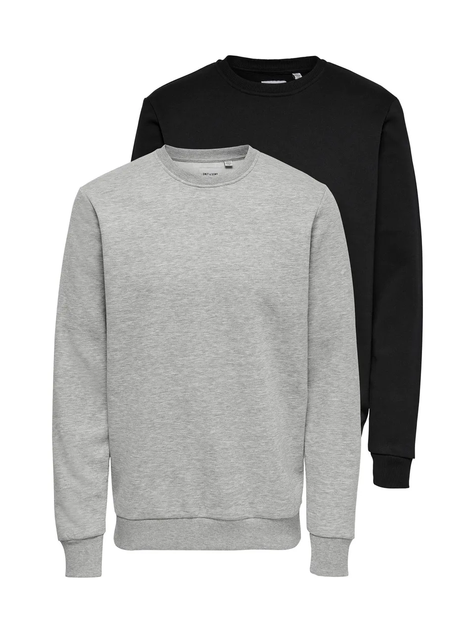 ONLY & SONS felpa girocollo uomo pack 2 nero S tinta unita