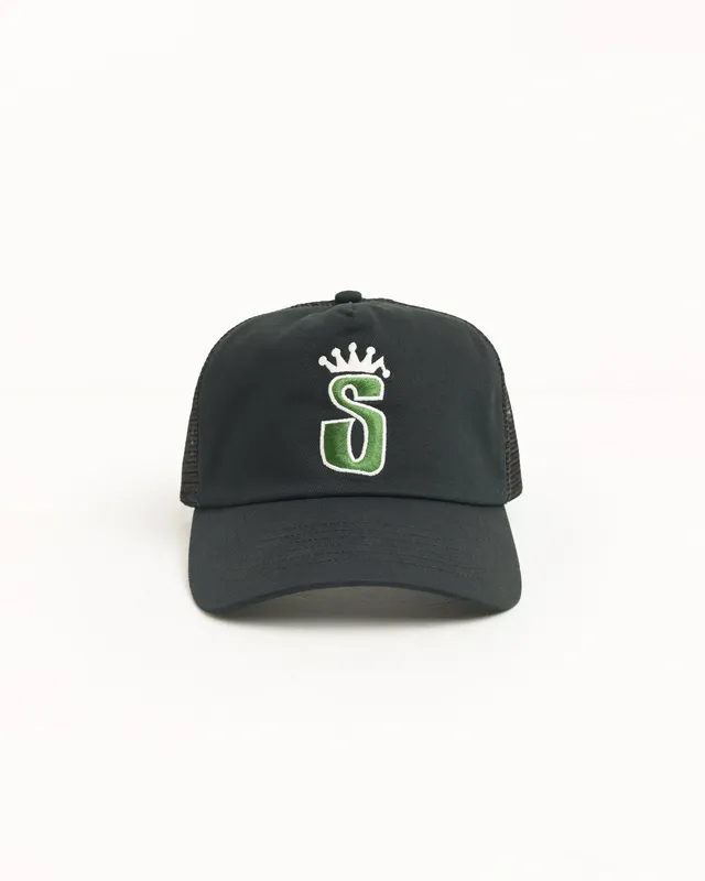 Stussy S Crown Trucker cappello cotone Black