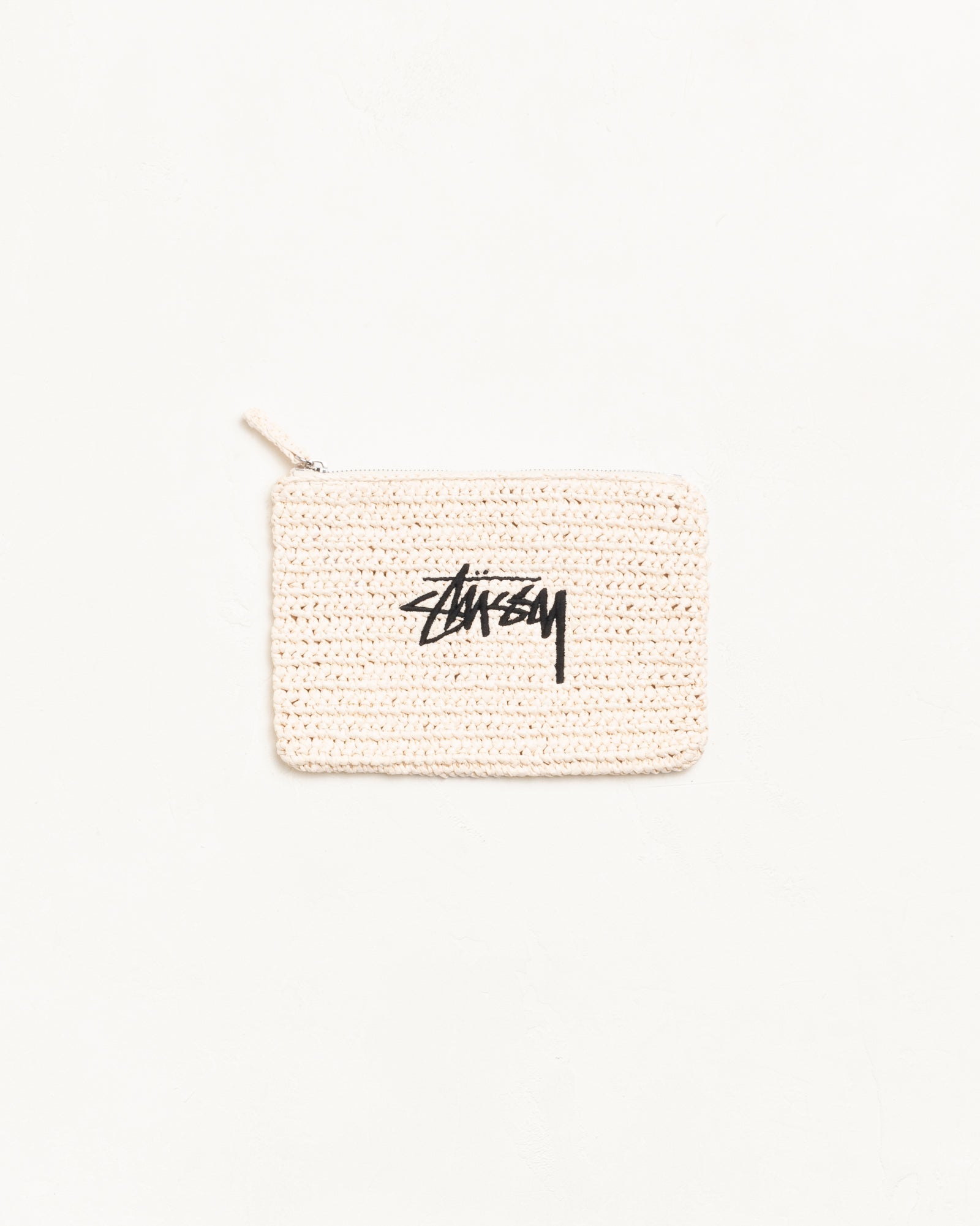 Stussy Woven Zip Pouch pochette avorio 24 cm