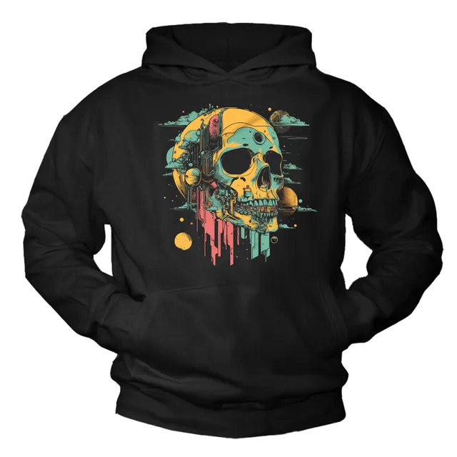 MAKAYA Skull felpa con cappuccio uomo 4XL teschio cotone