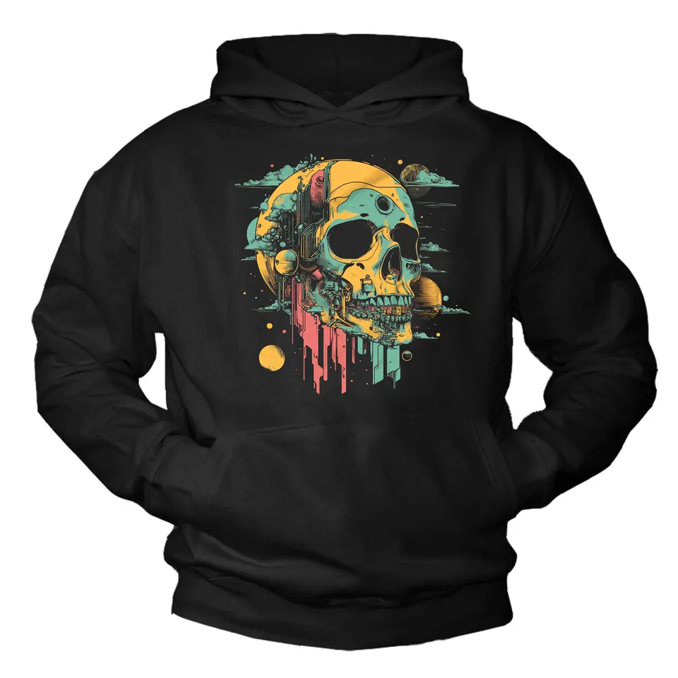 MAKAYA Skull felpa con cappuccio uomo 4XL teschio cotone