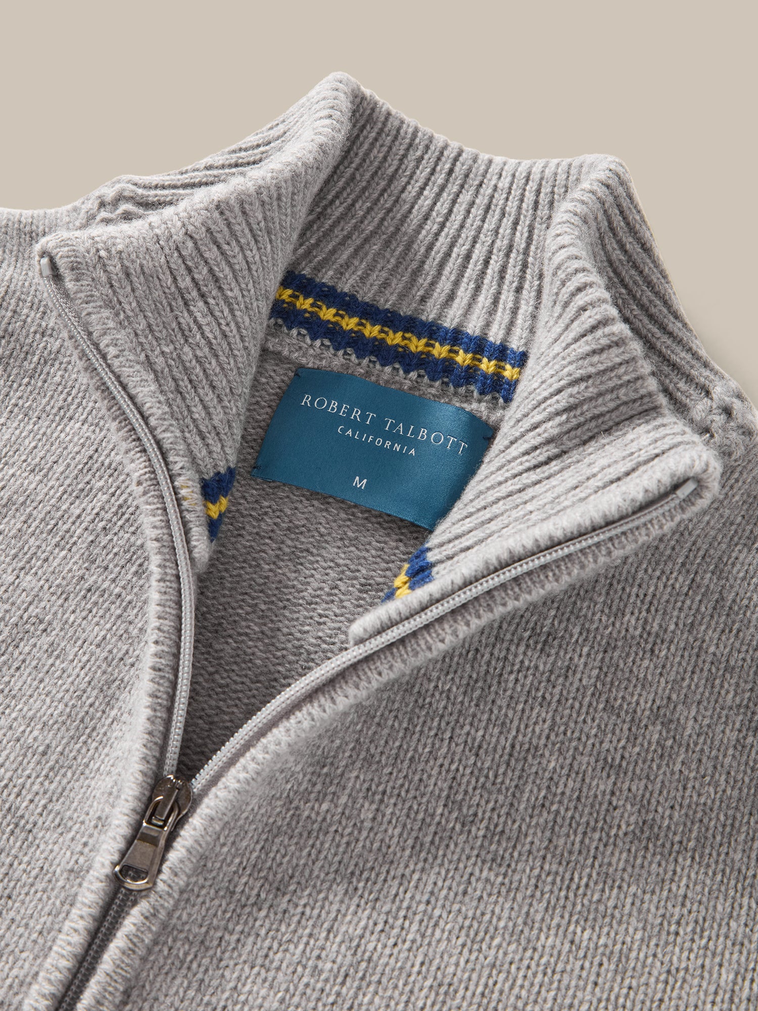 Robert Talbott Graham Full Zip Maglione Uomo Grigio Chiaro Cashmere