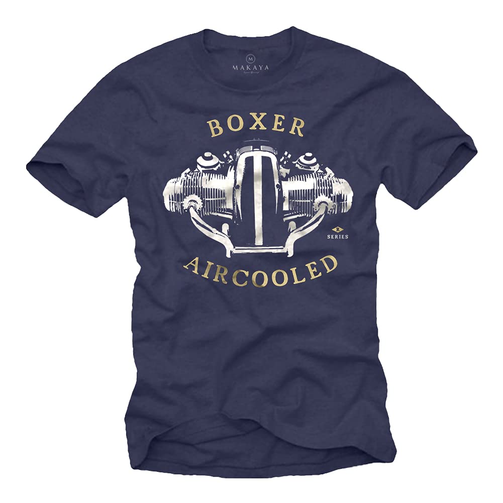 MAKAYA T-Shirt Uomo Boxer Motor maglietta nera cotone