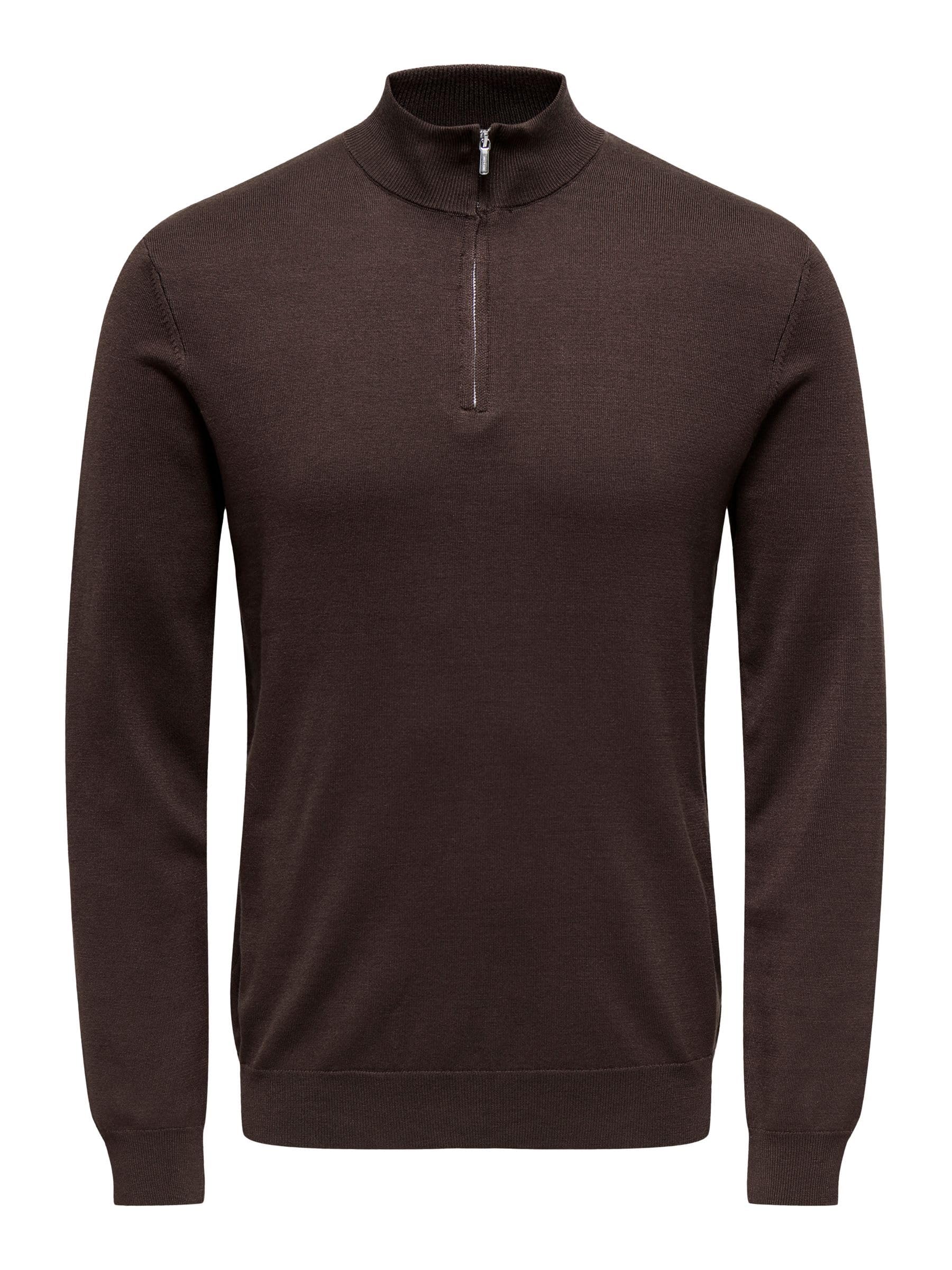 ONLY & SONS Onswyler Felpa Mezza Zip Uomo Coffee Bean
